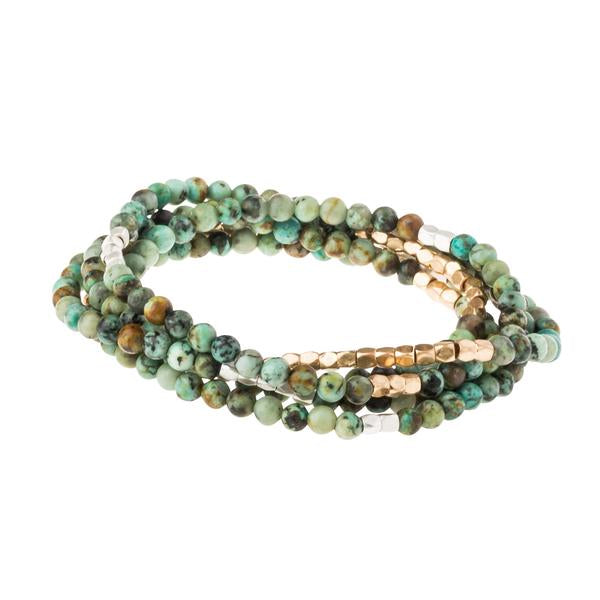 Stone Wrap Bracelet/Necklace in African Turquoise - Stone of Transformation-Bracelet-Lemons and Limes Boutique
