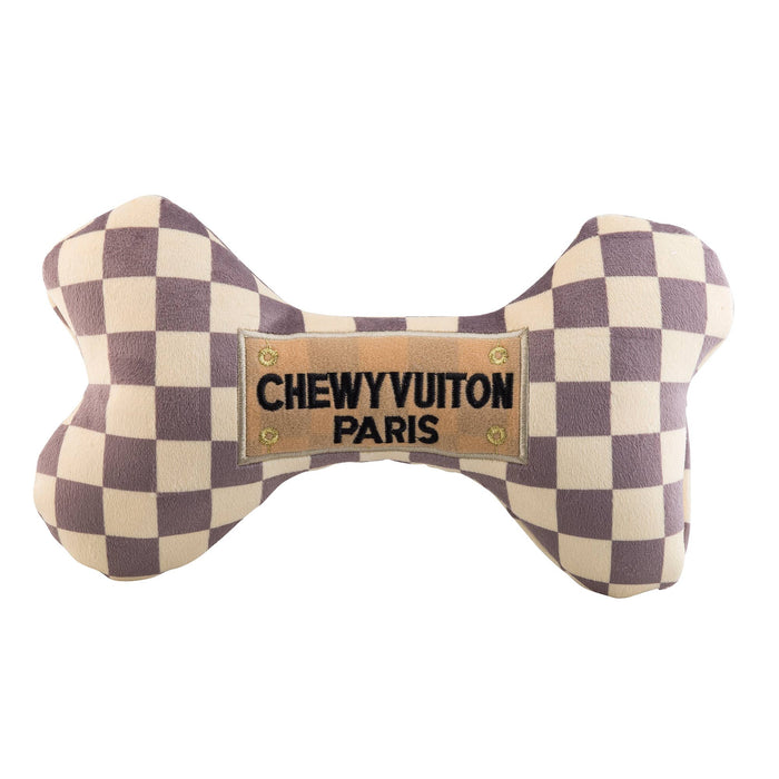 Checker Chewy Vuiton Bones Squeaker Dog Toy-XL-Lemons and Limes Boutique
