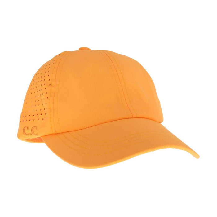 Laser Cut Criss Cross High Pony Ball Cap in Orange by C.C. Beanie--Lemons and Limes Boutique