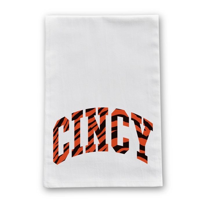 Cincinnati OH Bengal Stripe Cincy Word Tea Towel