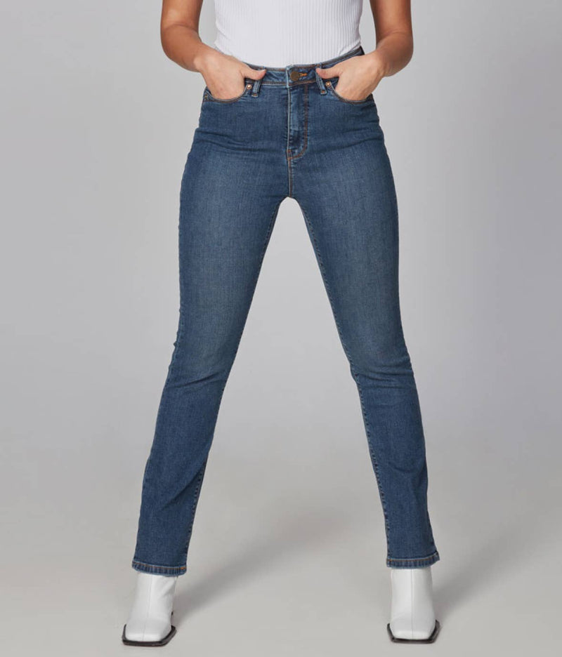 Kate High Rise Straight Jeans in Rugged Classic Blue--Lemons and Limes Boutique