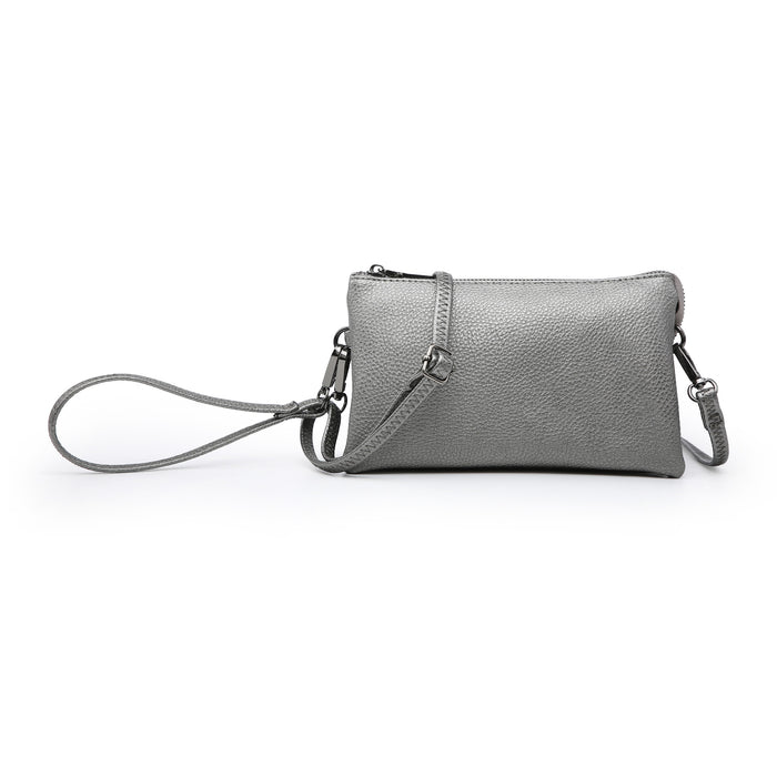 Riley Monogrammable 3 Compartment Crossbody/Wristlet in Gun Metal--Lemons and Limes Boutique