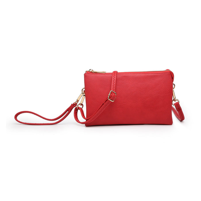Riley Monogrammable 3 Compartment Crossbody/Wristlet in Red--Lemons and Limes Boutique
