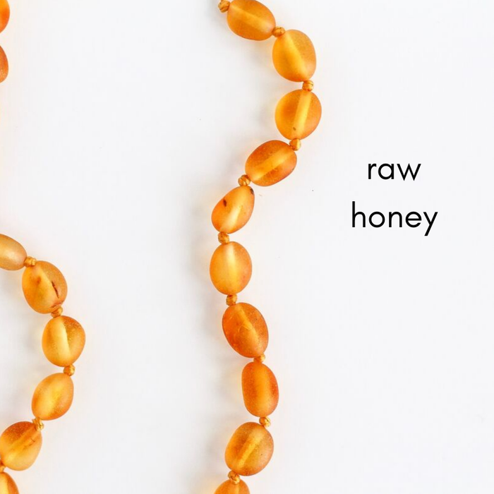 Child Baltic Amber Teething Necklace In Raw Honey--Lemons and Limes Boutique