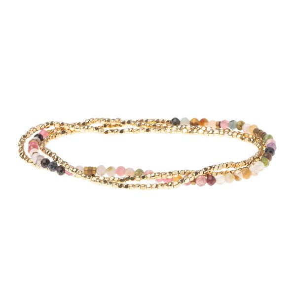 Delicate Stone Bracelet/Necklace in Tourmaline/Gold-Bracelet-Lemons and Limes Boutique