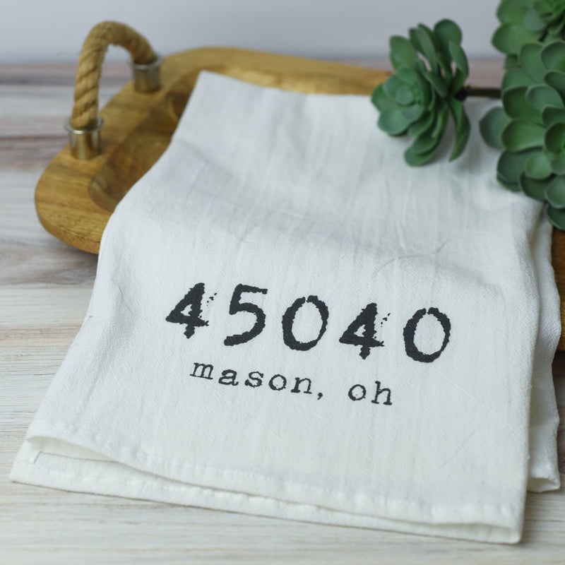 Mason, Ohio Zip Code Tea Towel 45040--Lemons and Limes Boutique