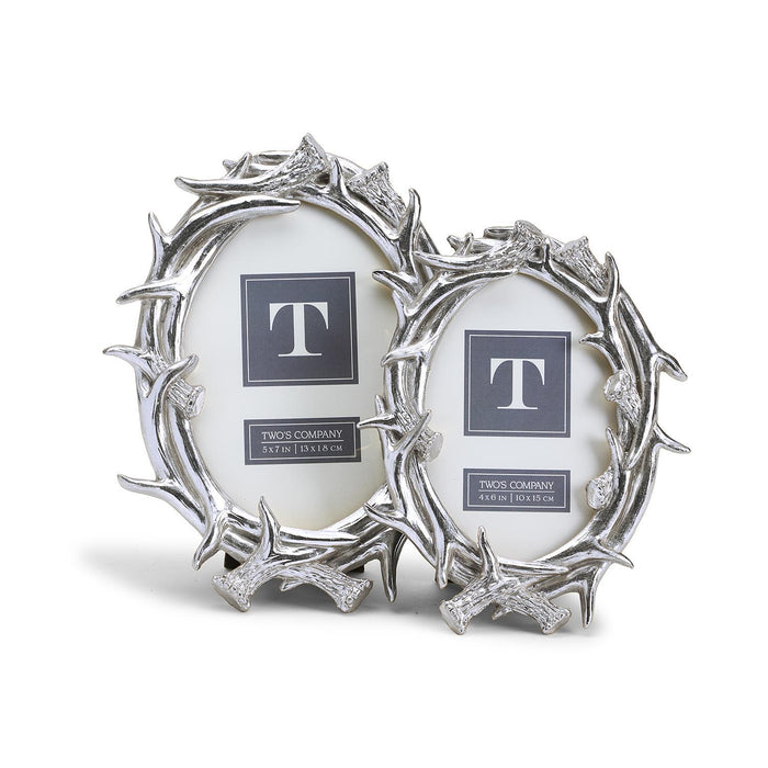 Antique Silver Antlers Photo Frames--Lemons and Limes Boutique