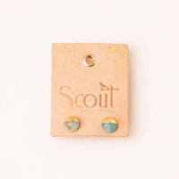 Dipped Stone Stud - African Turquoise/Gold-Stud Earrings-Lemons and Limes Boutique