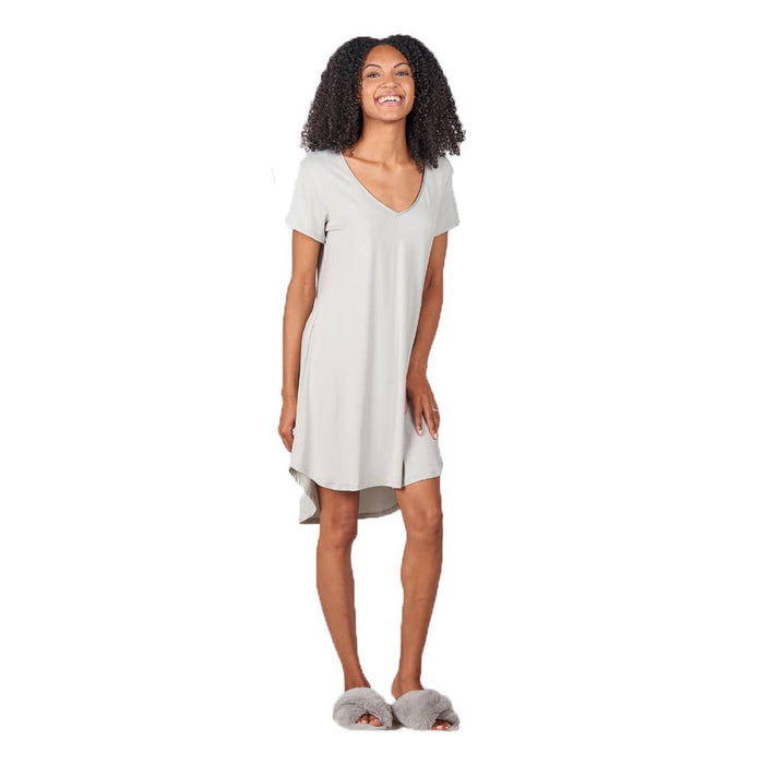 Claire Nightgown in Fog Faceplant Bamboo--Lemons and Limes Boutique