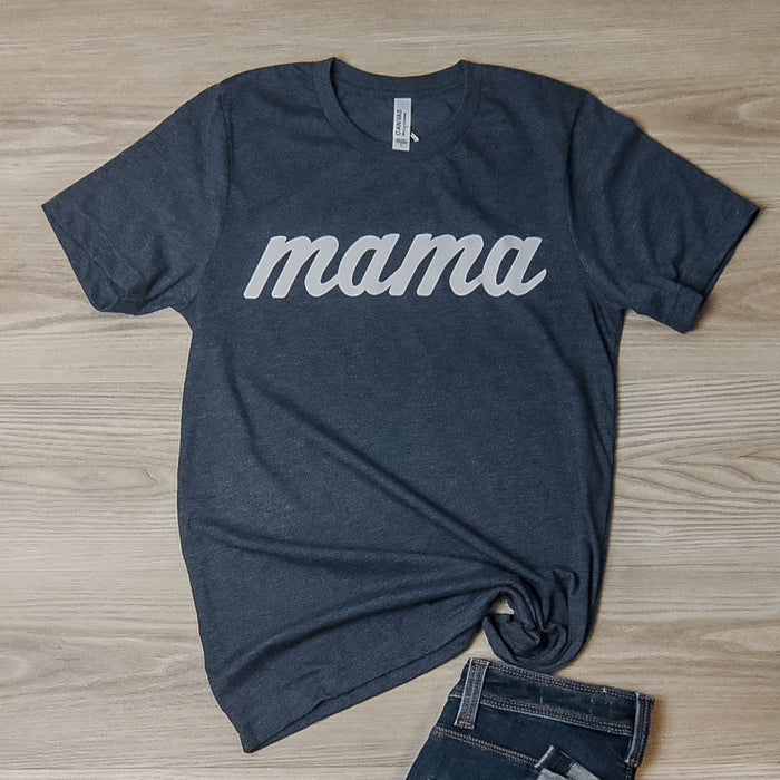 Mama T-Shirt on Heathered Navy--Lemons and Limes Boutique