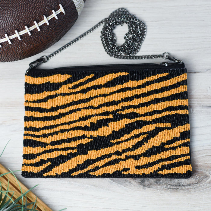 Tiger Stripes Beaded Chain Clutch--Lemons and Limes Boutique