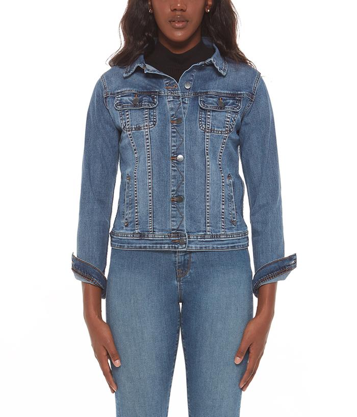 Gabriella Classic Denim Jacket in Stone Blue-Apparel-Lemons and Limes Boutique