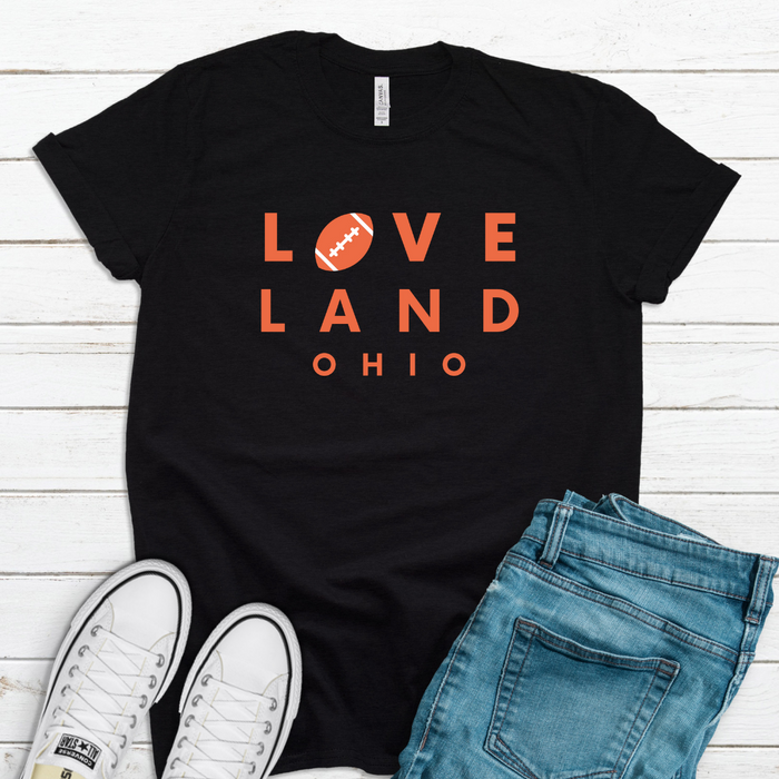Loveland Football T-Shirt on Black Heather-Graphic Tee-Lemons and Limes Boutique