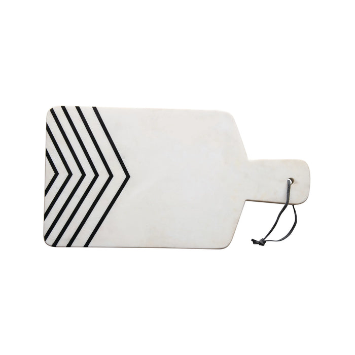 Marble Cheese/Cutting Board with Rope Tie, White with Black Chevron-Decor-Lemons and Limes Boutique