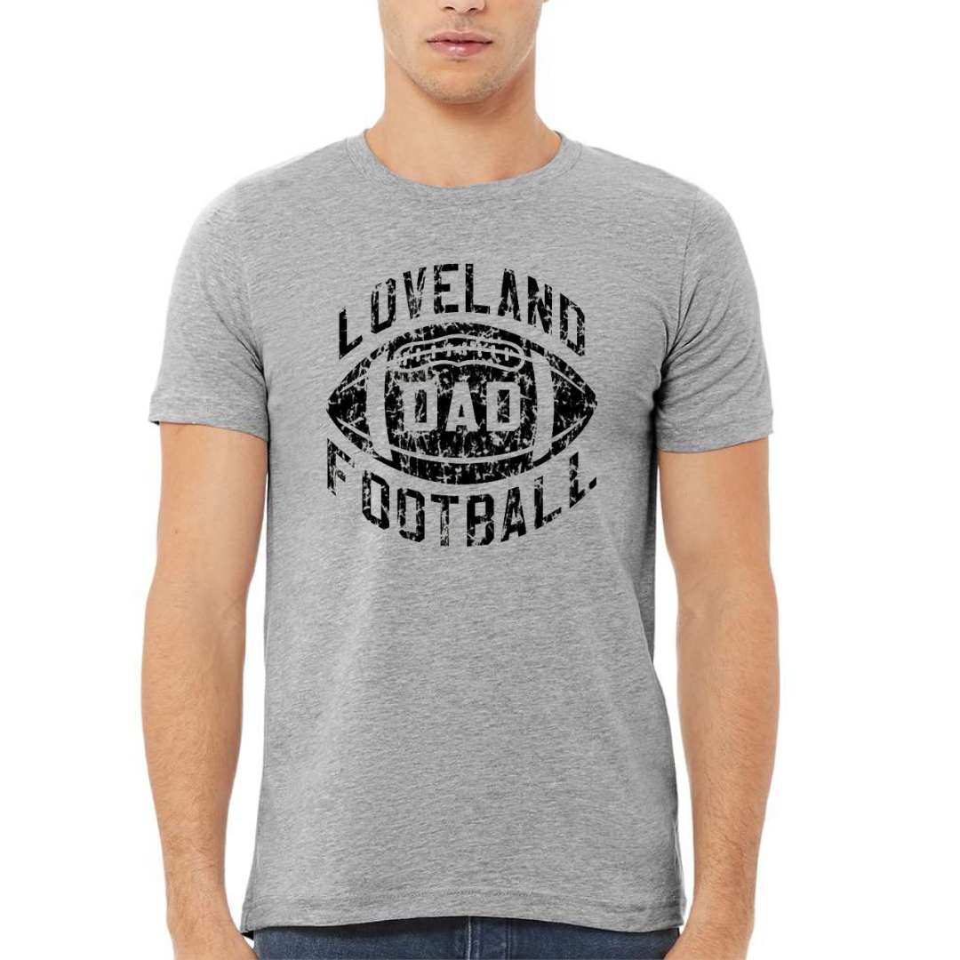 Loveland Football Dad T-Shirt on Athletic Grey--Lemons and Limes Boutique
