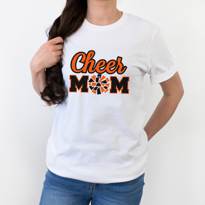 Cheer Mom Black and Orange T-Shirt on White--Lemons and Limes Boutique