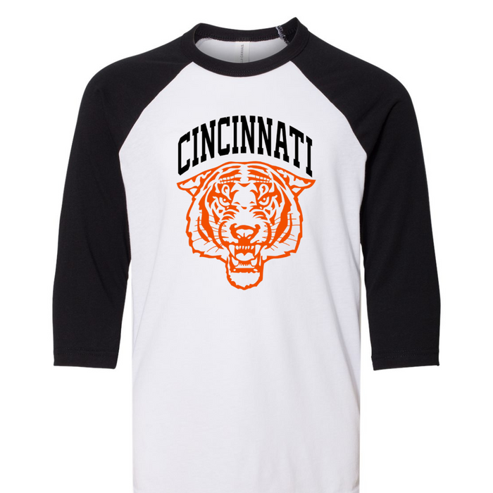 Cincinnati Tiger Two Tone T-Shirt- Youth--Lemons and Limes Boutique