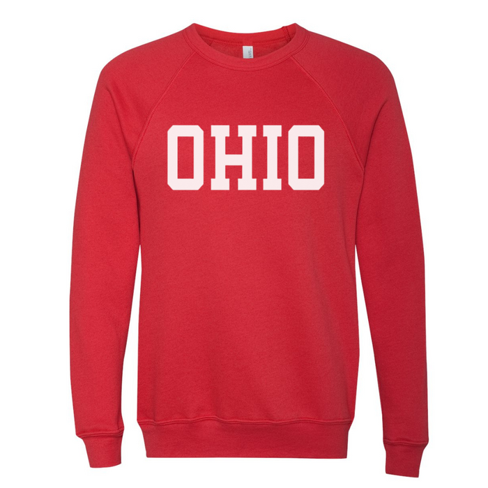 OHIO Crewneck Sweatshirt on Red--Lemons and Limes Boutique
