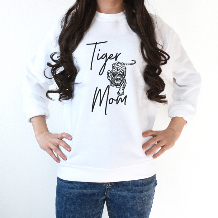 Tiger Mom Pullover on White--Lemons and Limes Boutique