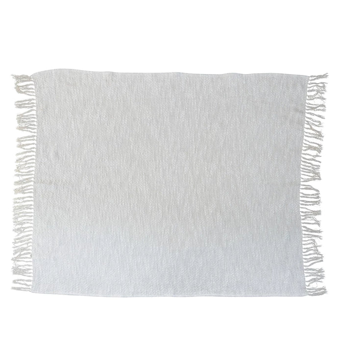 Cotton Throw w/ Silver Metallic Thread & Fringe--Lemons and Limes Boutique