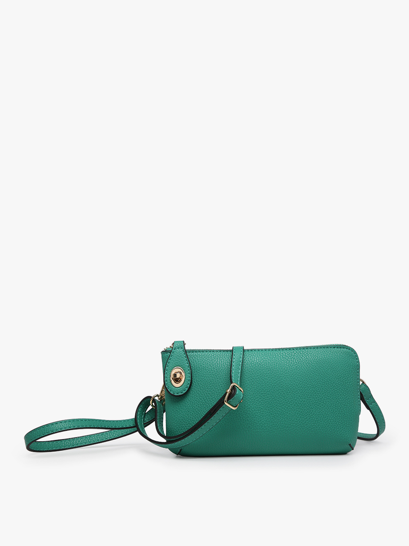 Kendall Crossbody/Wristlet with Twist Lock Closure in Kelly Green--Lemons and Limes Boutique