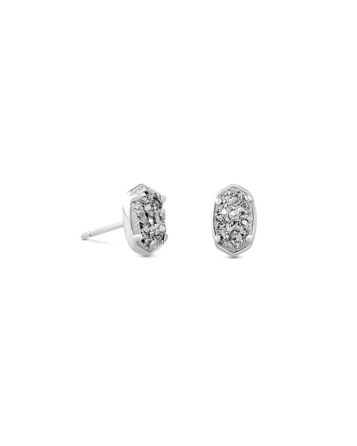Emilie Stud Earrings in Silver Platinum Drusy by Kendra Scott-EARRINGS-Lemons and Limes Boutique