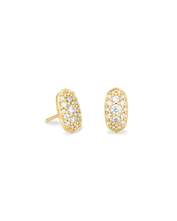 Grayson Crystal Stud Earrings Gold Metal White CZ by Kendra Scott-EARRINGS-Lemons and Limes Boutique
