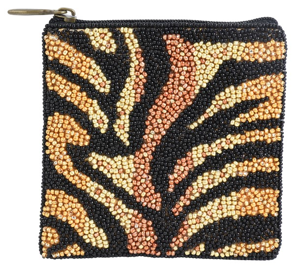 Beaded Tiger Stripes Essential Pouch--Lemons and Limes Boutique