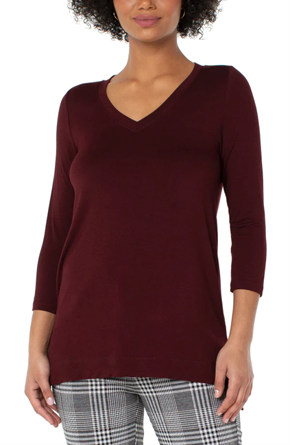 V-Neck Knit Tunic in Plum Diva-Lemons and Limes Boutique