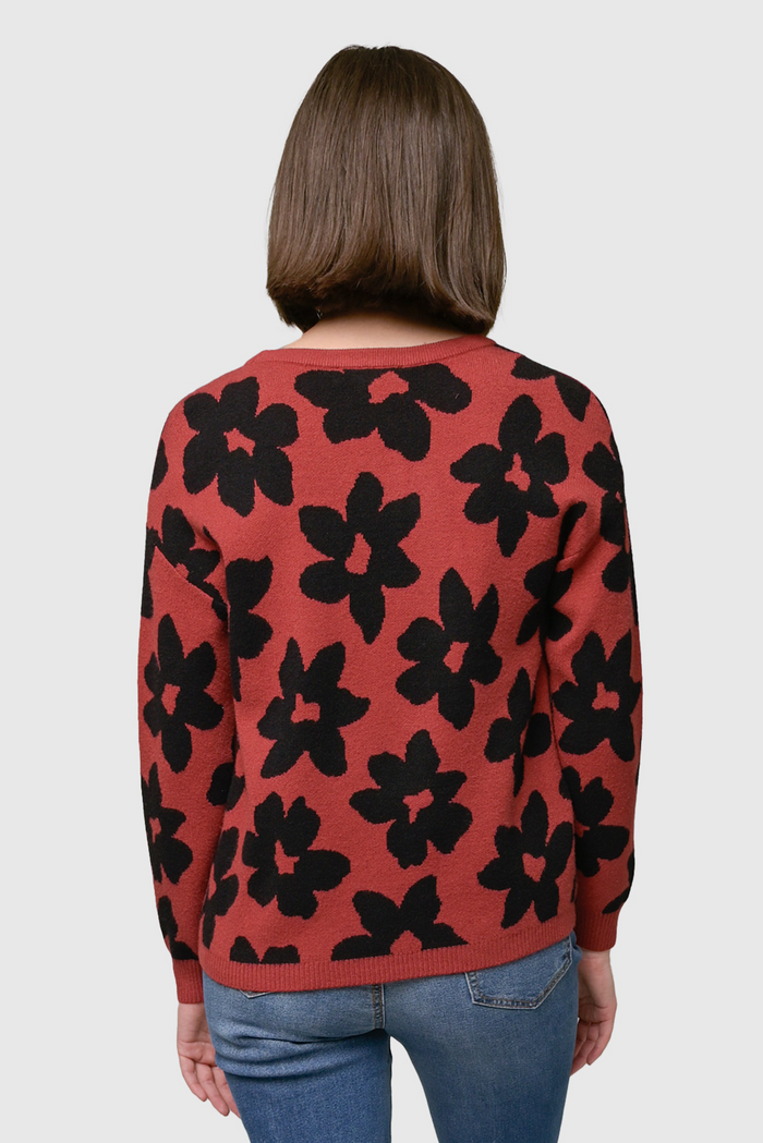 Flower Sweater in Paprika--Lemons and Limes Boutique