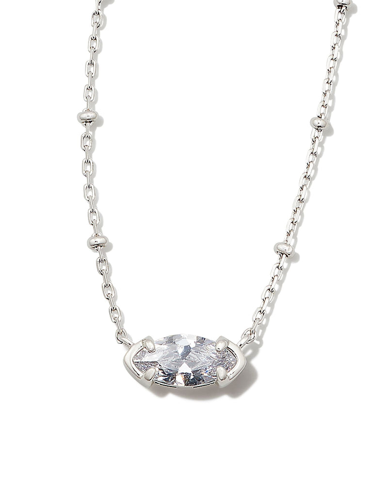 Genevieve Satellite Short Pendant in Silver White CZ Kendra Scott-Lemons and Limes Boutique