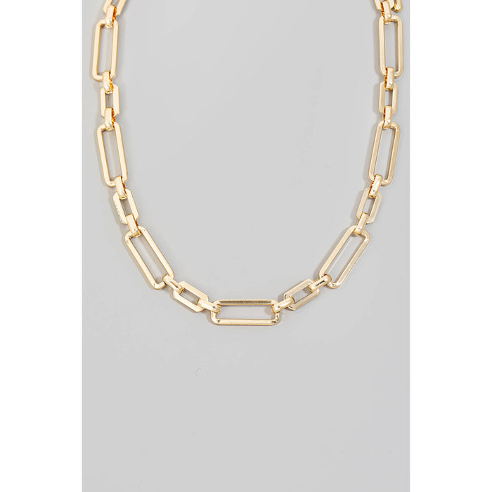 Rectangle Chain Link Necklace in Gold-Lemons and Limes Boutique