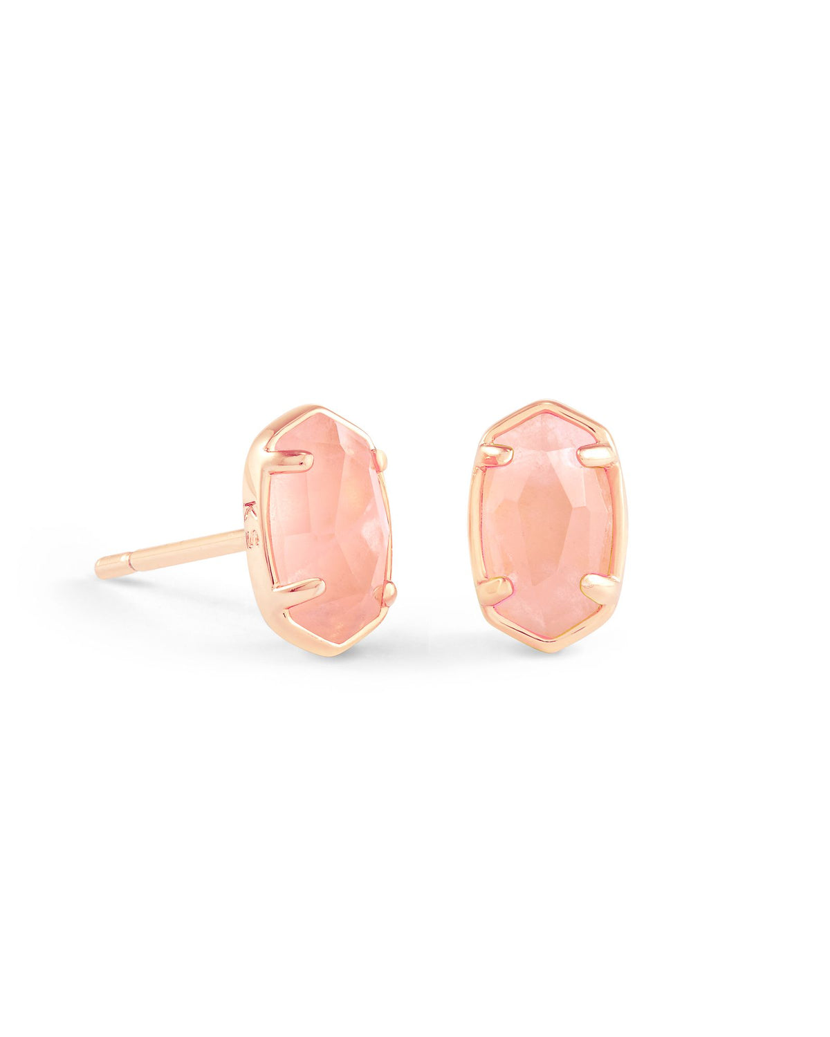 Emilie Stud Earrings in Rose Gold Rose Quartz by Kendra Scott-EARRINGS-Lemons and Limes Boutique