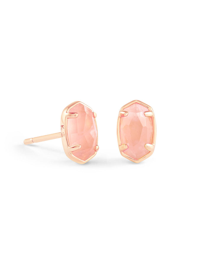 Emilie Stud Earrings in Rose Gold Rose Quartz by Kendra Scott-EARRINGS-Lemons and Limes Boutique