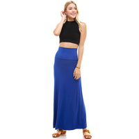 High Waist Solid Soft Maxi Skirt in Blue Indigo--Lemons and Limes Boutique