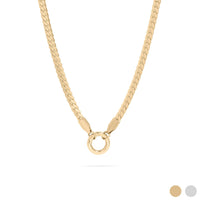 18K Gold PVD Stainless Steel Curb Charm Holder Necklace-16'+2"-Gold-Lemons and Limes Boutique