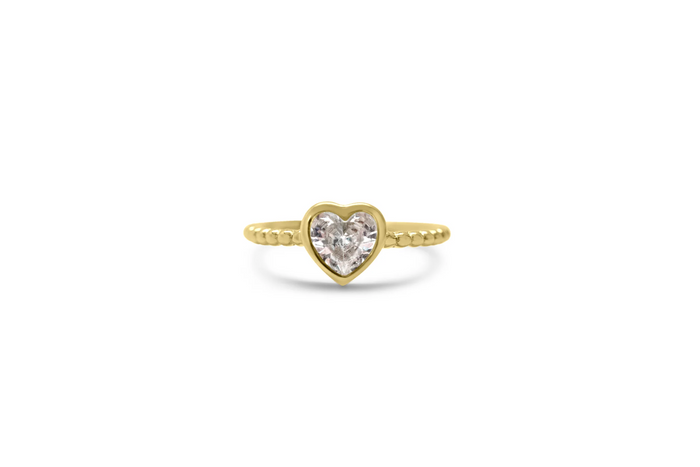 Bezel Heart CZ Droplet Ring in Gold--Lemons and Limes Boutique
