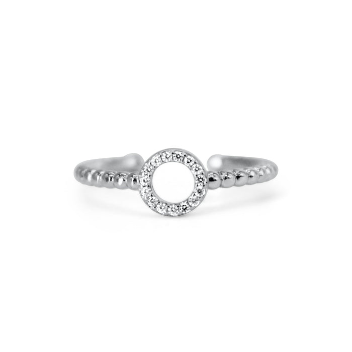 Pave Open Circle Droplet Ring-Silver--Lemons and Limes Boutique