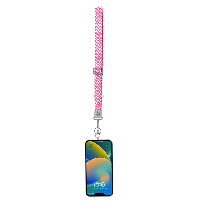 Crossbody Phone Strap in Pink Check by Simply Southern--Lemons and Limes Boutique