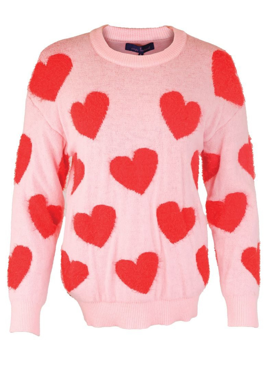 Fuzzy Heart Sweater in Pink by Simply Southern-Lemons and Limes Boutique