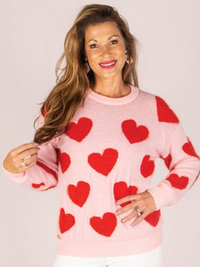 Fuzzy Heart Sweater in Pink by Simply Southern-Lemons and Limes Boutique