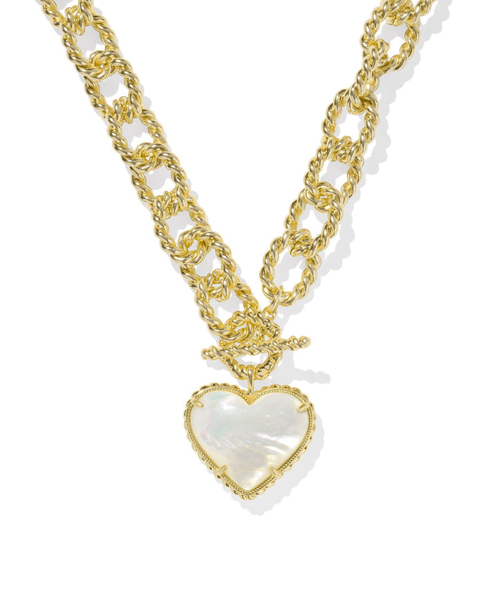 Haisley Heart Statement Necklace in Gold Ivory Mother of Pearl by Kendra Scott-Lemons and Limes Boutique