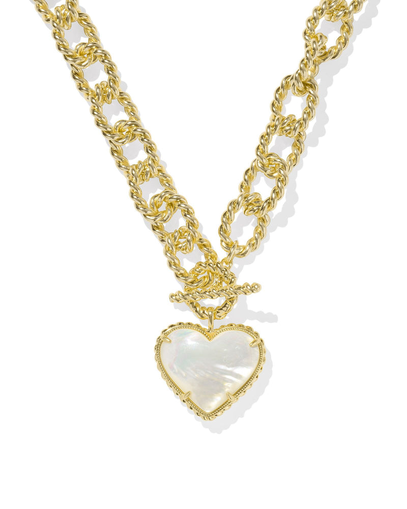 Haisley Heart Statement Necklace in Gold Ivory Mother of Pearl by Kendra Scott-Lemons and Limes Boutique