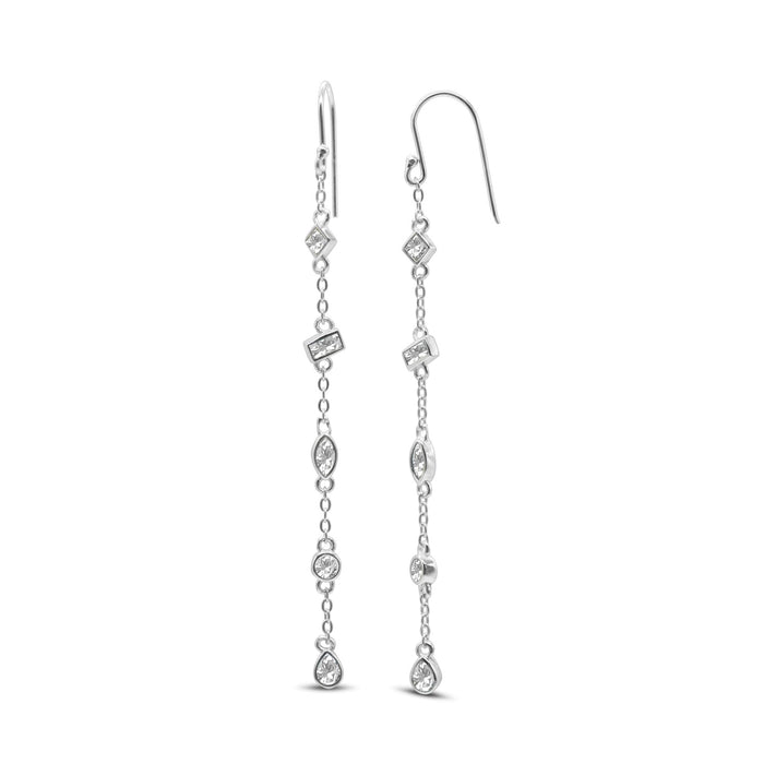 Youre a Gem-Dangle Bezel Earring Diamond cz for days-Silver--Lemons and Limes Boutique