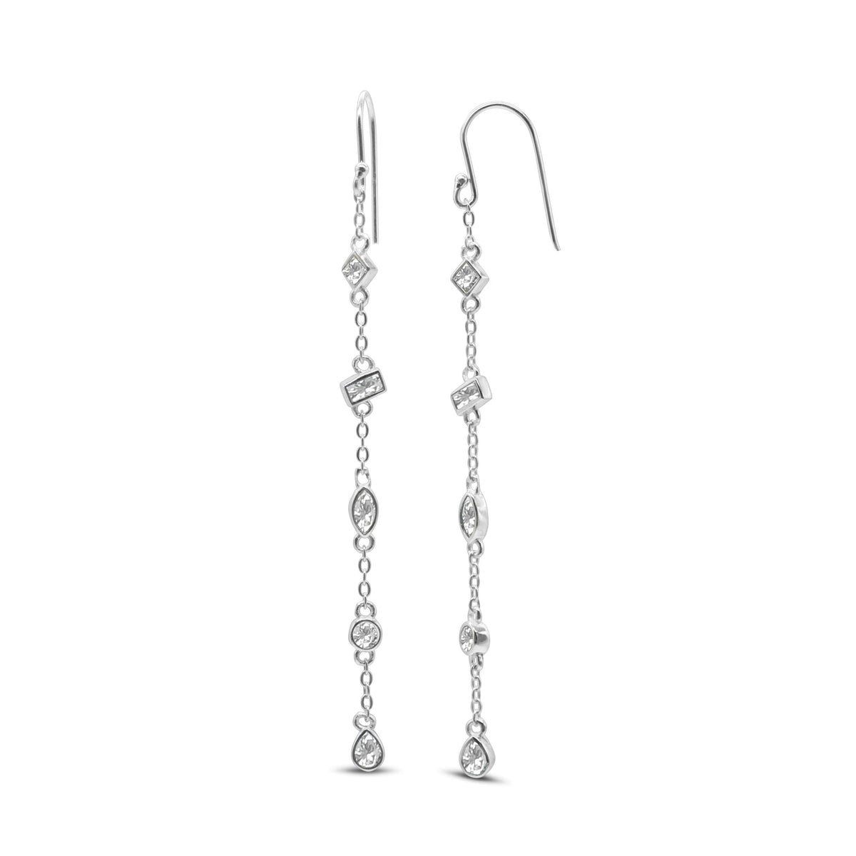 Youre a Gem-Dangle Bezel Earring Diamond cz for days-Silver--Lemons and Limes Boutique