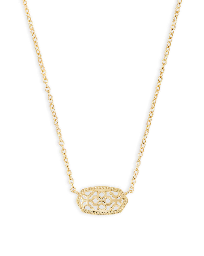 Elisa Short Pendant in Gold Filigree Metal by Kendra Scott-Lemons and Limes Boutique