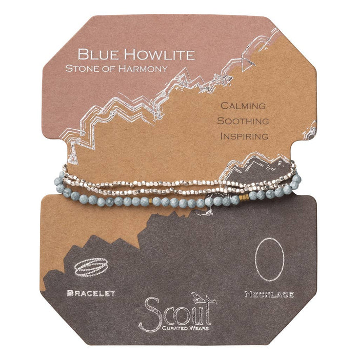 Delicate Stone Silver Blue Howlite Bracelet/Necklace- Stone of Harmony-Lemons and Limes Boutique