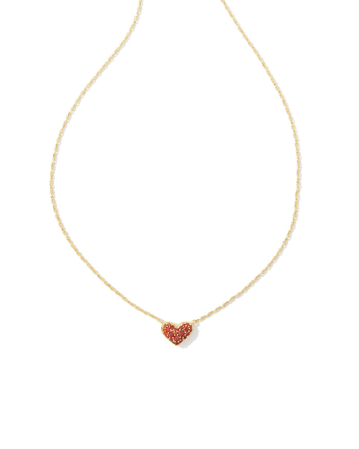 Ari Pave Crystal Heart Gold Necklace in Red Crystal by Kendra Scott-Lemons and Limes Boutique