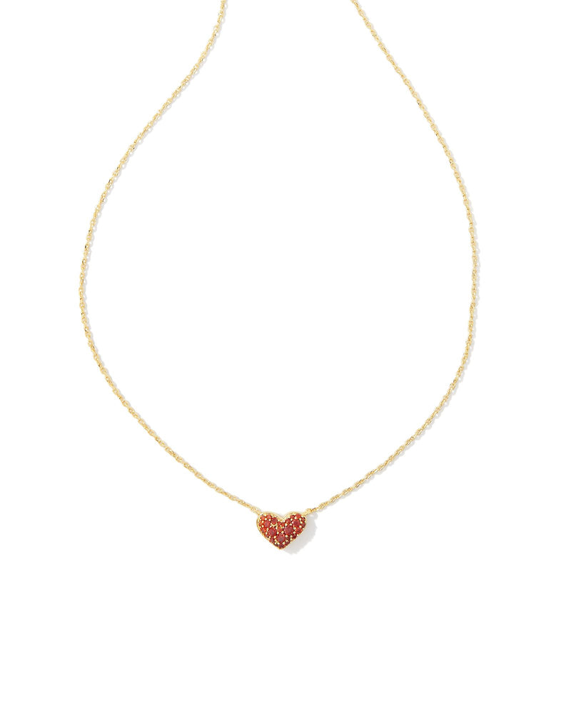 Ari Pave Crystal Heart Gold Necklace in Red Crystal by Kendra Scott-Lemons and Limes Boutique