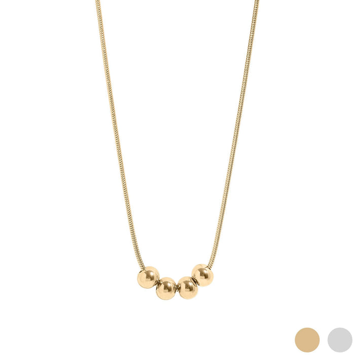 18K Gold PVD Stainless Steel Adjustable Ball Charm Necklace-Gold-Lemons and Limes Boutique